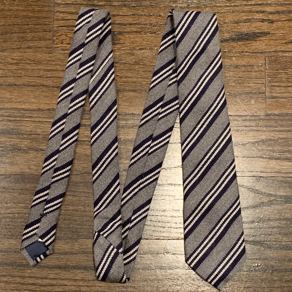 SUITSUPPLY Wool/Silk Striped Tie - Grey/Blue